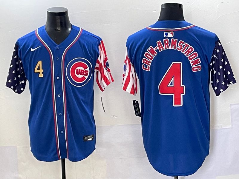 Men 2025 Chicago Cubs #4 Crow-Armstrong Blue a generation of national flags Joint Name Nike MLB Jersey style 3->chicago cubs->MLB Jersey